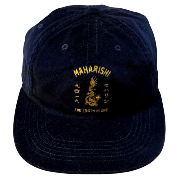 Maharishi Velvet Sun Dragon 6 Panel Cap Hat Embroidered Navy Made In USA - Picture 3 of 7